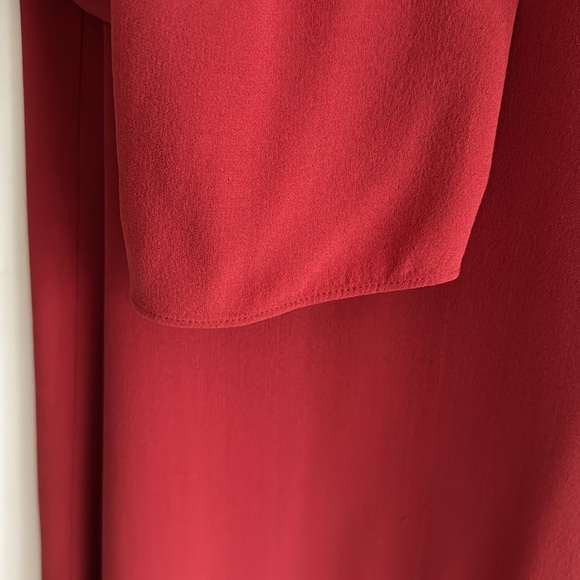 Eileen Fisher Red 100% Georgette Silk Long Sleeve Shift Midi Dress Women Small - Picture 7 of 13